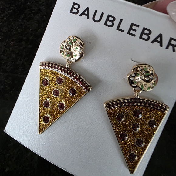 BaubleBar Gold and Brown Pizza Slice Earrings - Picture 2 of 3